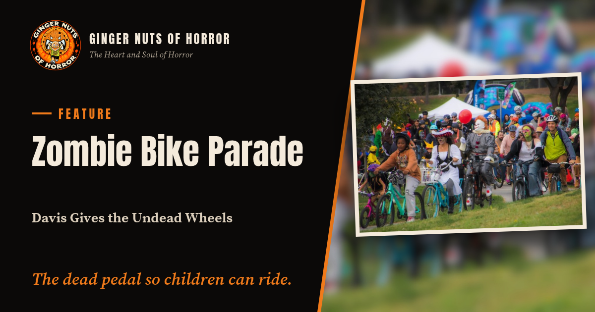 Ginger Nuts of Horror banner for Zombie Bike Parade