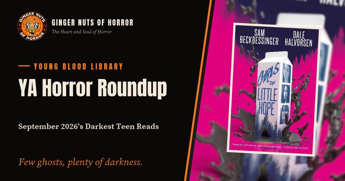 Ginger Nuts of Horror Young Blood Library banner for the September 2026 YA horror roundup by Tony Jones